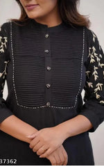Beautiful Black Rayon Embroidery Kurta Set