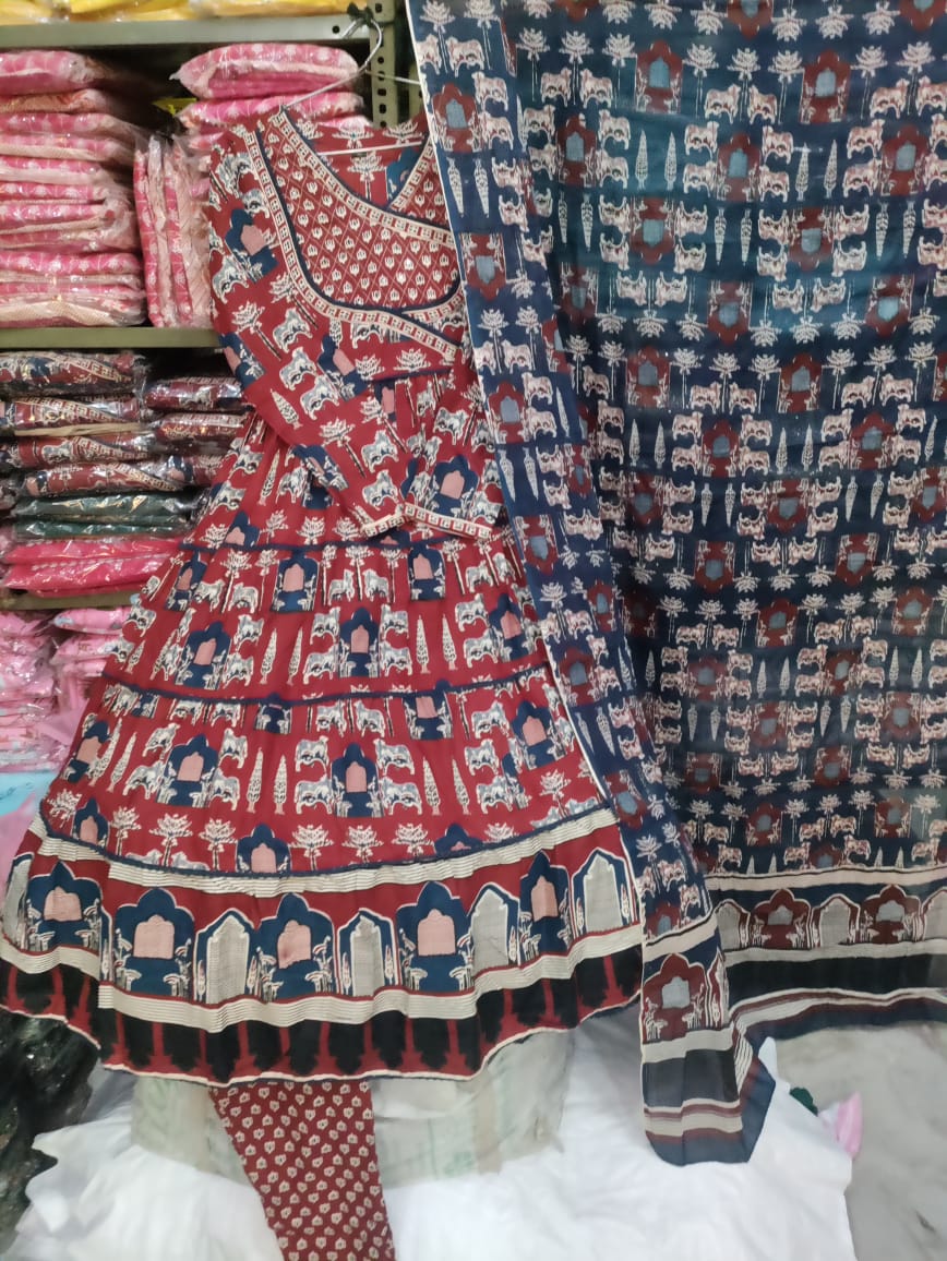 Blue Dupatta set, embroidered, laadshop