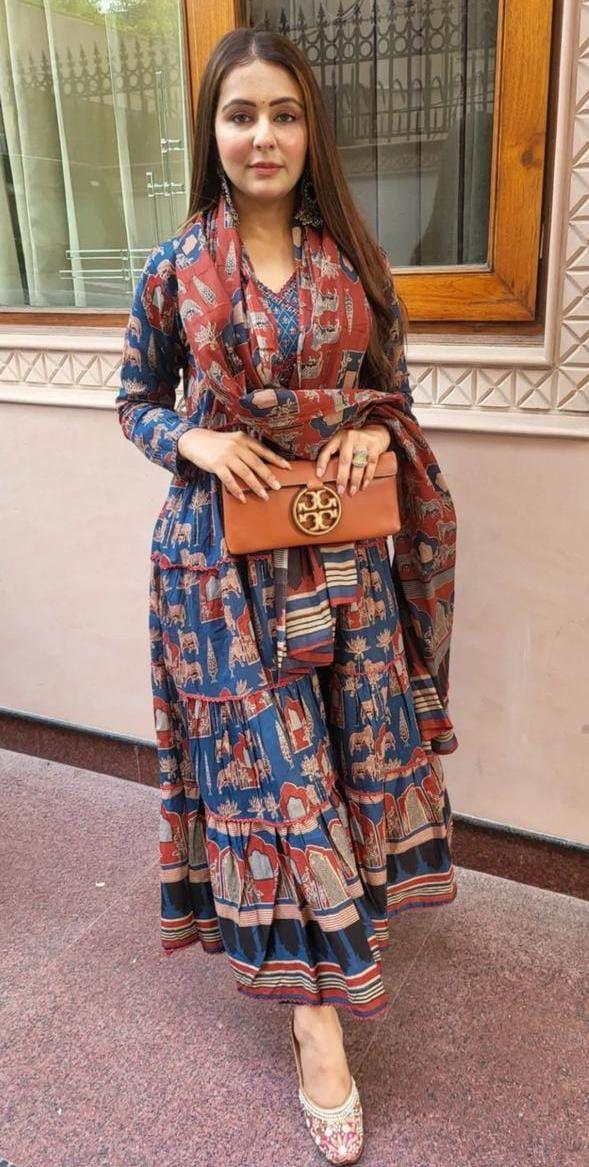 Blue Dupatta set, embroidered, laadshop