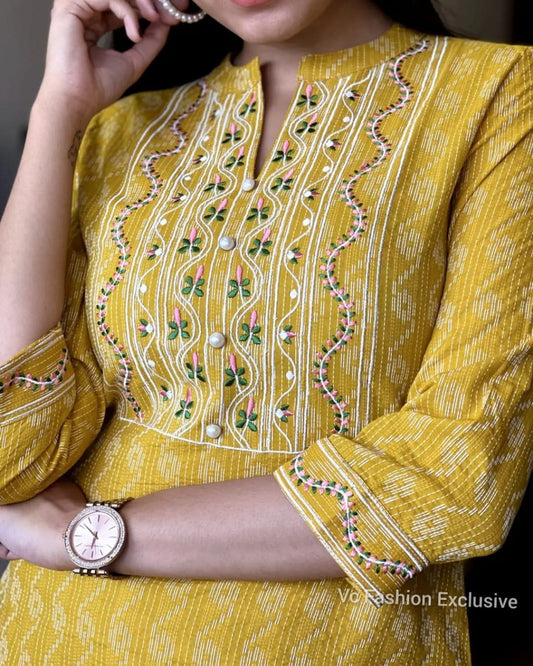 Yellow Kurta set , reyon kurta set , laadshop
