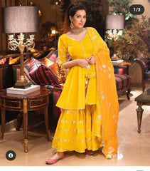 Elegant Reyon Yellow Dupatta Set