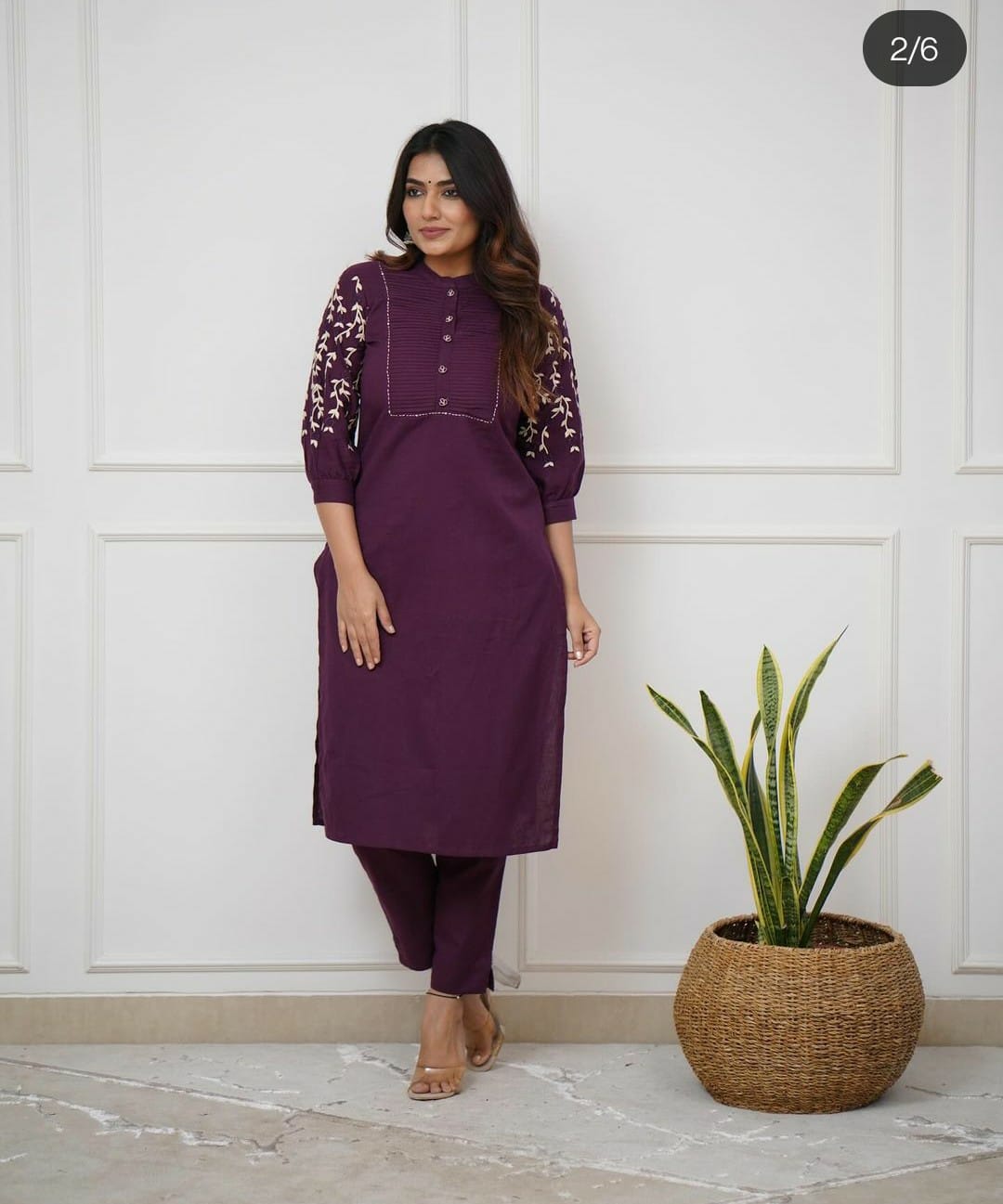 Beautiful Purple Rayon Embroidery Kurta Set