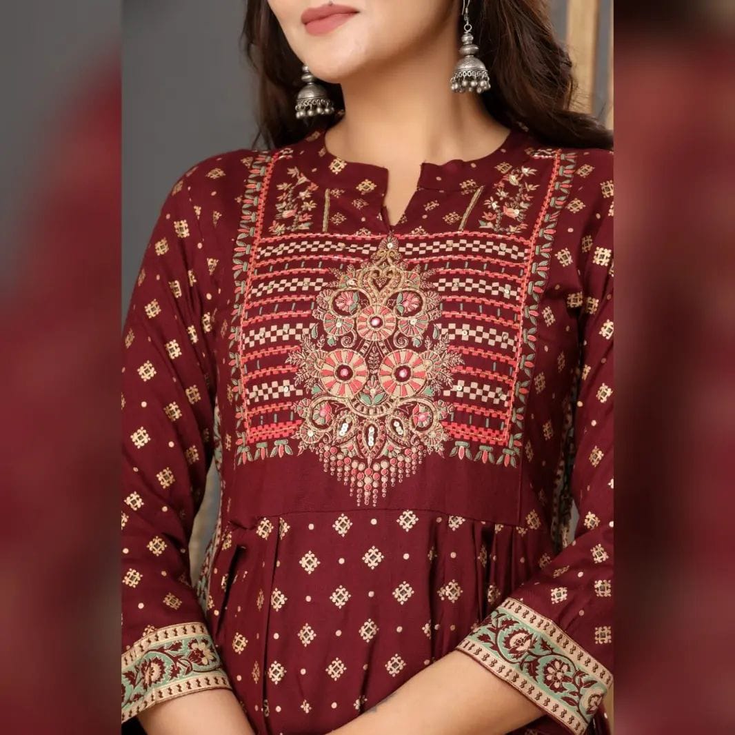 Beautiful Rayon Maroon Dupatta Set