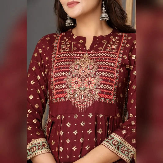 Beautiful Rayon Maroon Dupatta Set