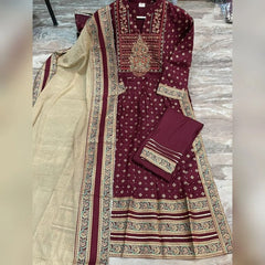 Beautiful Rayon Maroon Dupatta Set