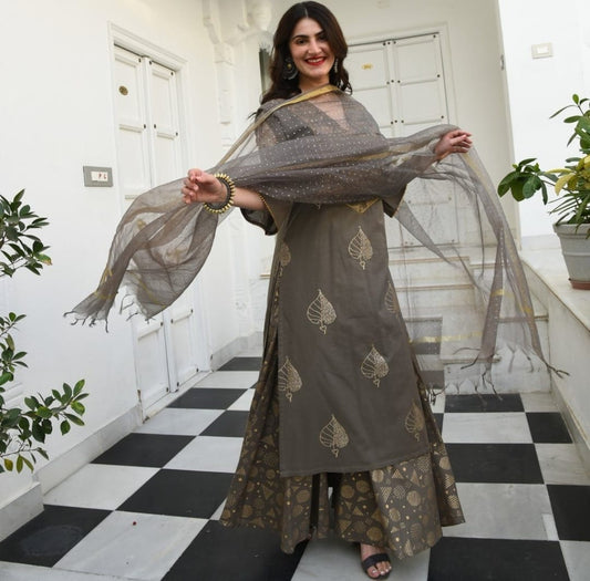 Perfect Grey Rayon Dupatta Set