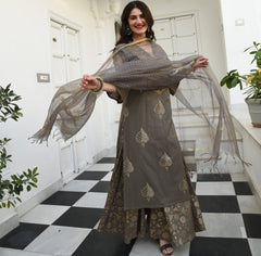 Perfect Grey Rayon Dupatta Set