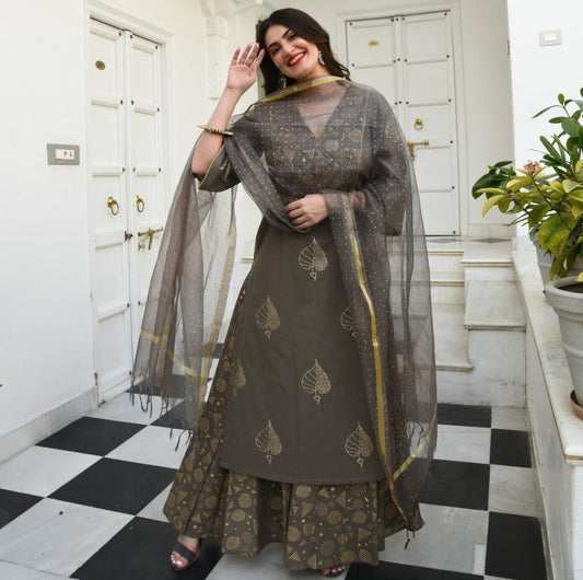 Perfect Grey Rayon Dupatta Set