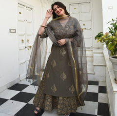 Perfect Grey Rayon Dupatta Set