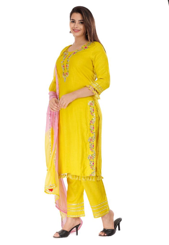 Beautiful Rayon Yellow Dupatta Set