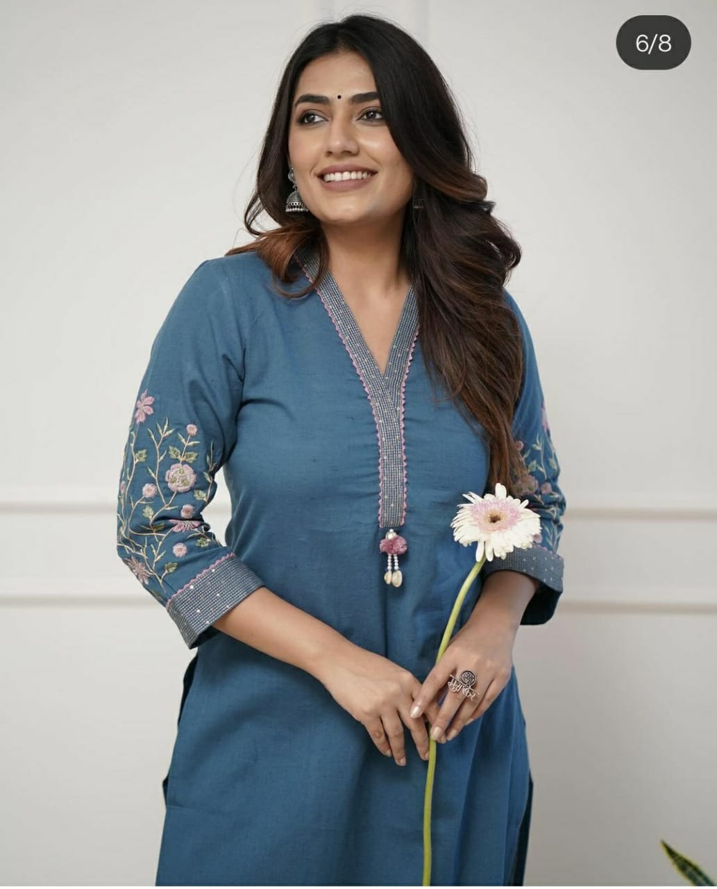 Perfect Blue Embroidery Kurta Set