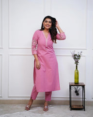 Perfect Pink Embroidery Kurta Set