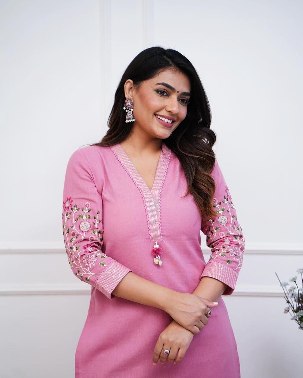 Perfect Pink Embroidery Kurta Set