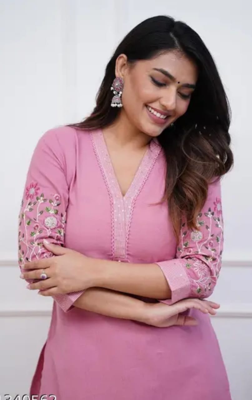 Perfect Pink Embroidery Kurta Set