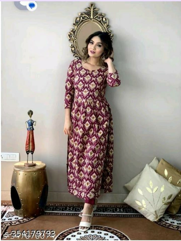Beautiful Wine Rayon Kurta Set