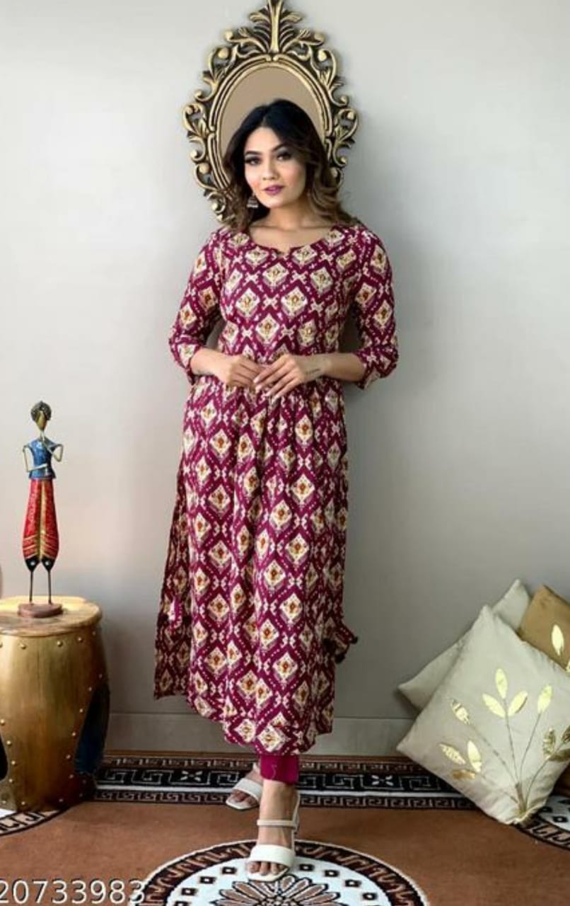 Beautiful Wine Rayon Kurta Set