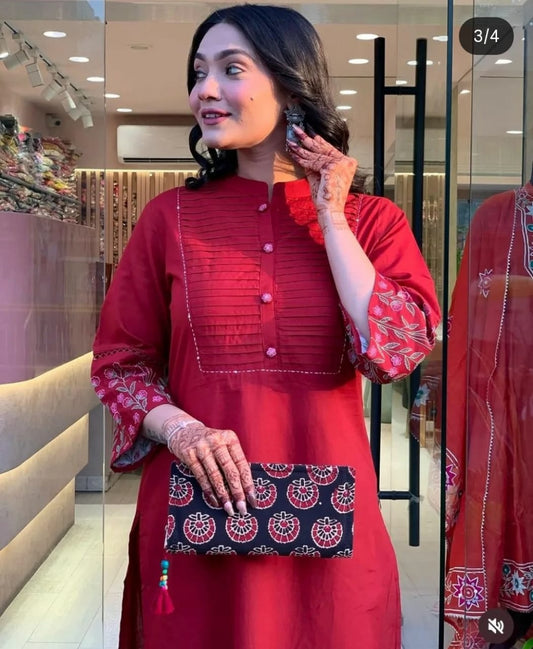 Perfect Maroon Embroidery Kurta Set