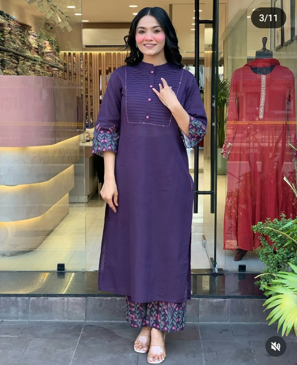 Perfect Purple Embroidery Kurta Set