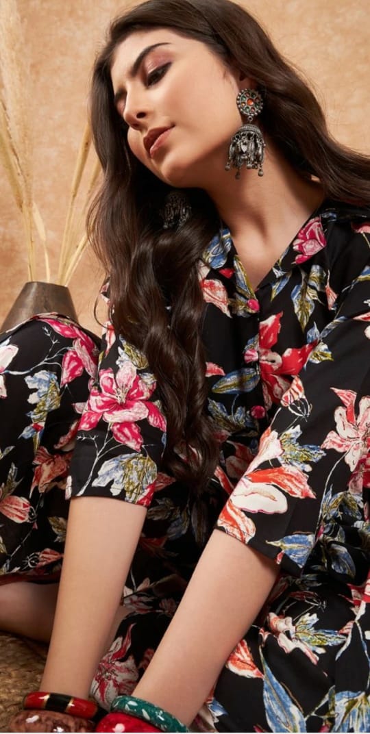 Beautiful Black Floral Co-Ord Set