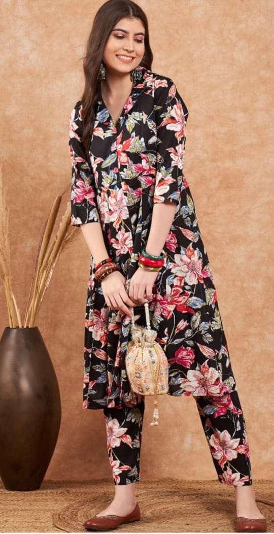 Beautiful Black Floral Co-Ord Set