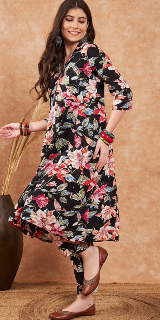 Beautiful Black Floral Co-Ord Set