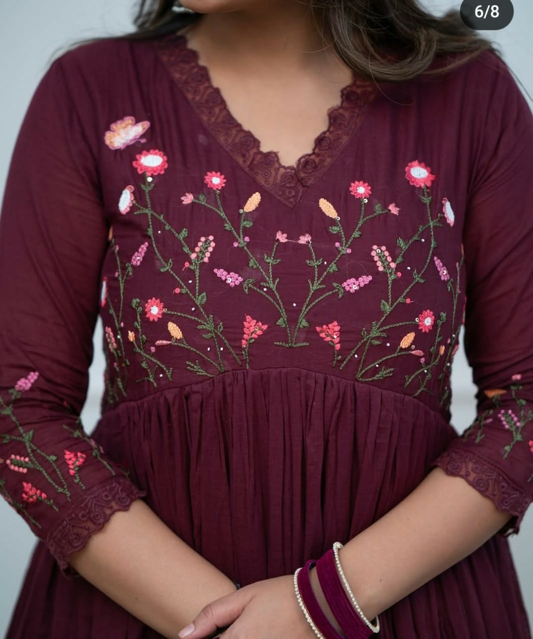 Beautiful Maroon Embroidery Dupatta Set