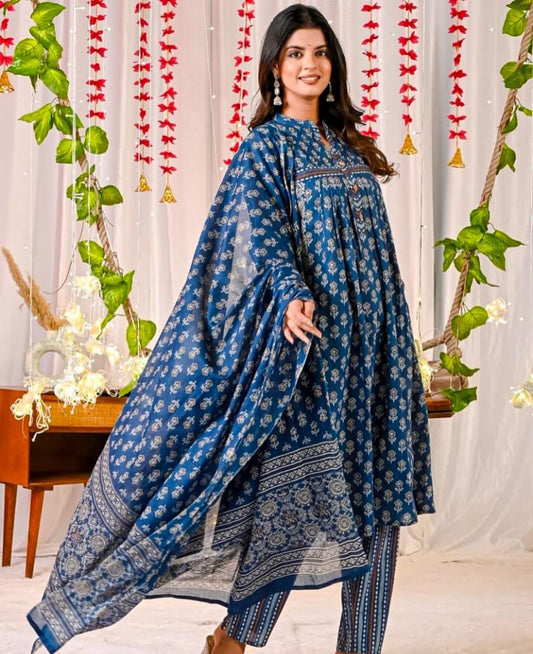 Beautiful Blue Printed Dupatta Set