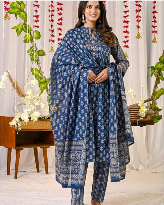 Beautiful Blue Printed Dupatta Set