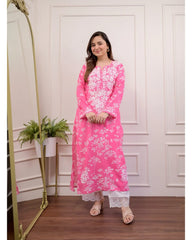 Beautiful Pink Embroidery Kurta Set