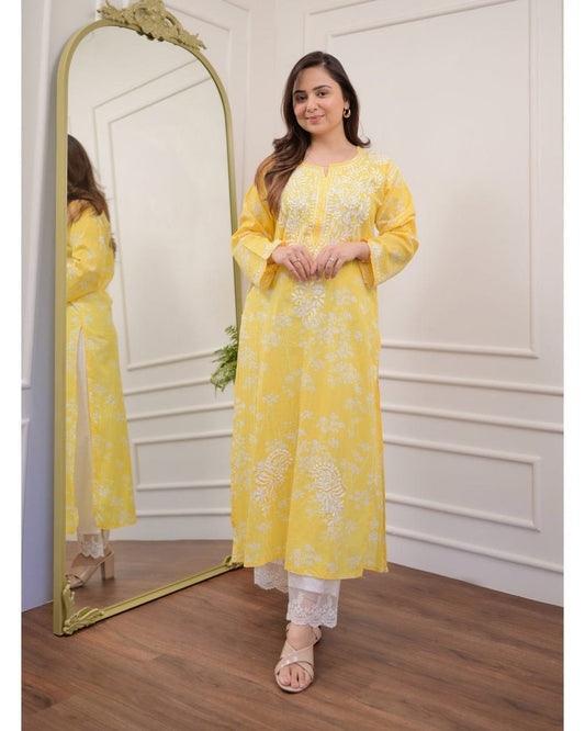 Beautiful Yellow Embroidery Kurta Set