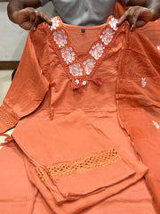 Beautiful Rust Orange Cotton Dupatta Set