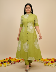 Beautiful Embroidery Olive Green Co-Ord Set