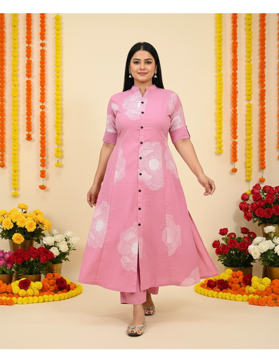 Beautiful Embroidery Pink Co-Ord Set