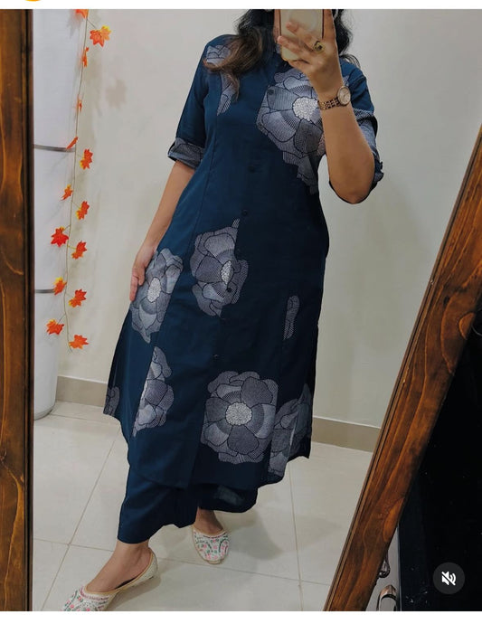 Beautiful Embroidery Blue Co-Ord Set