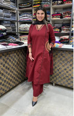 Perfect Maroon Embroidery Dupatta Set