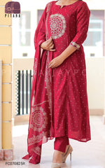 Elegant Red Cotton Dupatta Set