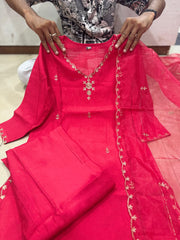 Beautiful Rani Pink Cotton Dupatta Set