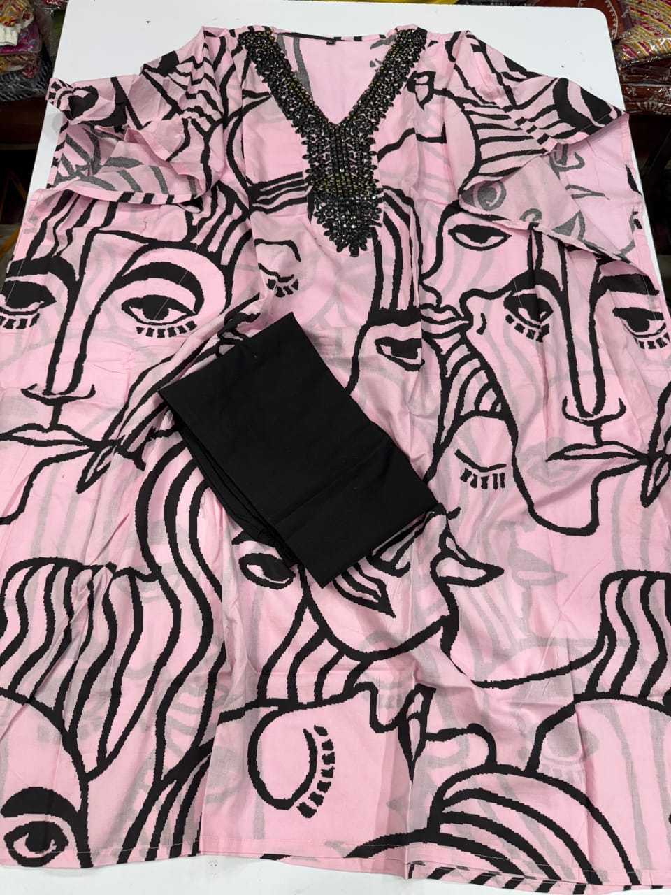 Perfect Pink Cotton Kaftan Set