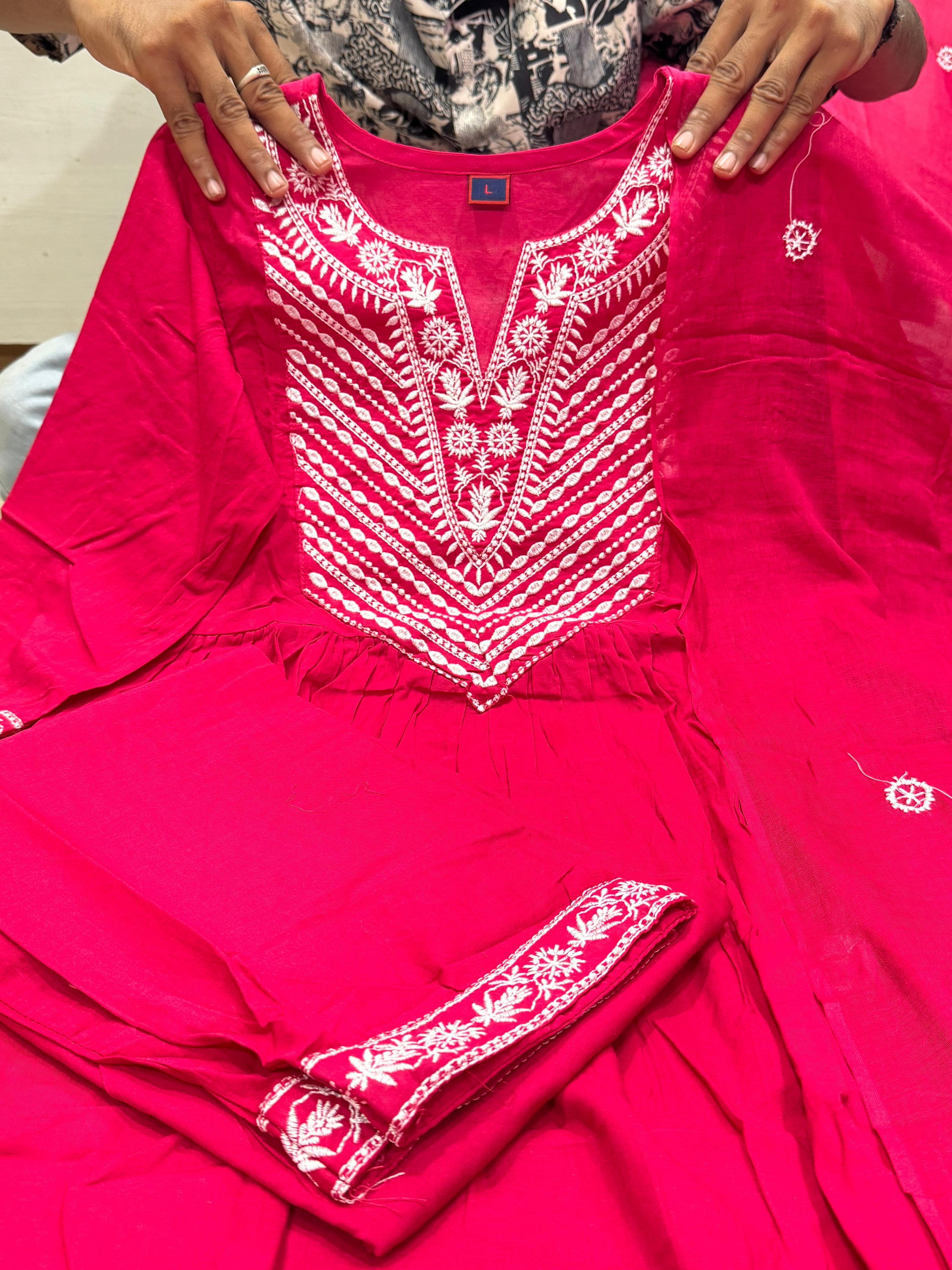 Perfect Rani Pink Cotton Dupatta Set