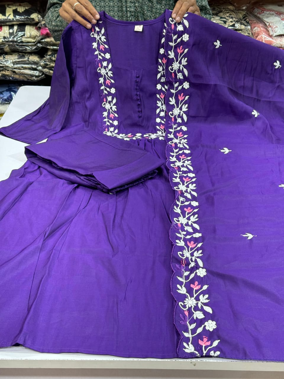 Elegant Blue Silk Dupatta Set