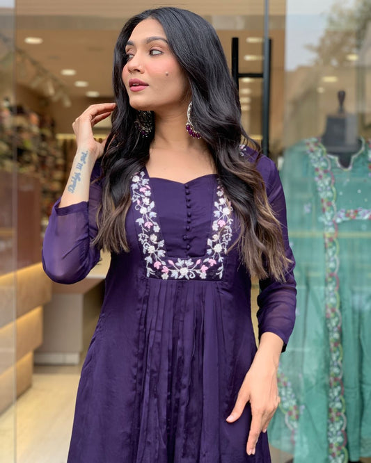 Elegant Blue Silk Dupatta Set