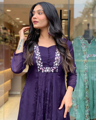 Elegant Blue Silk Dupatta Set