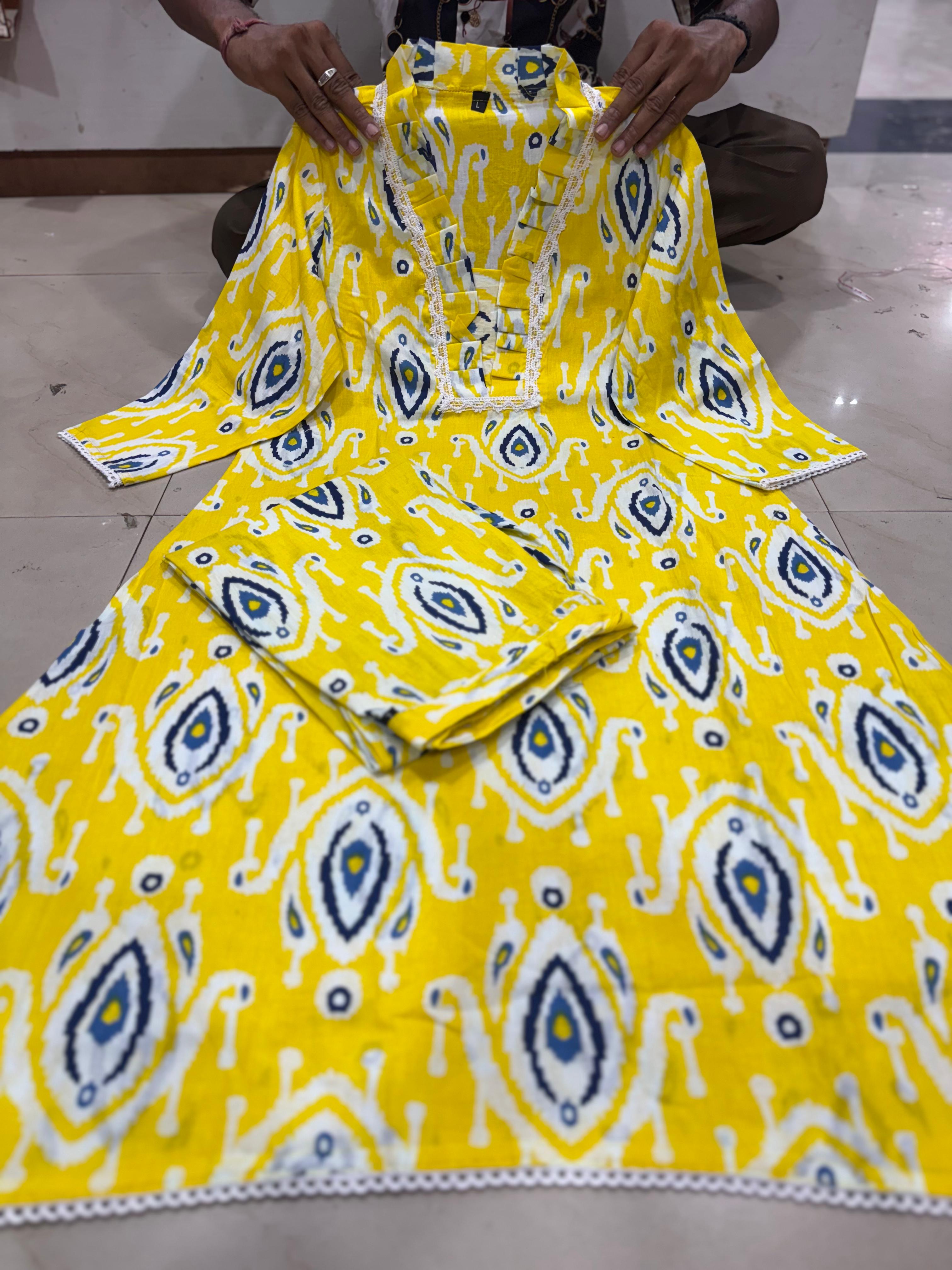 Women's Yellow Cotton Co-Ord Set