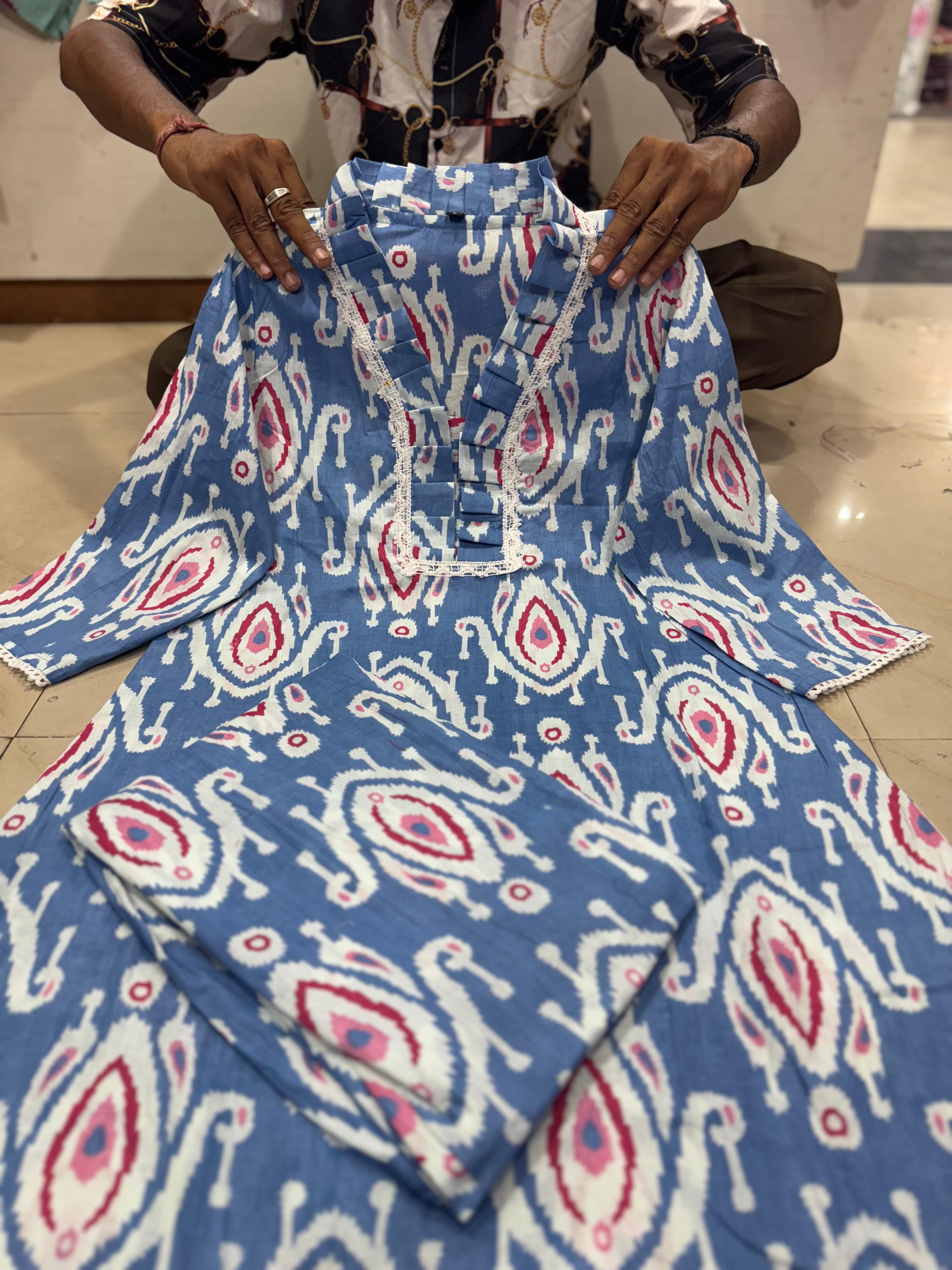 Women's Blue Cotton Co-Ord Set