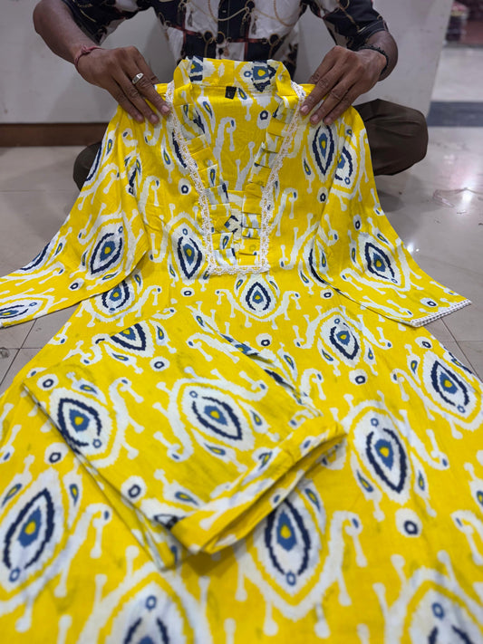 Women's Yellow Cotton Co-Ord Set