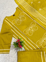 Perfect Mustard Yellow Cotton Dupatta Set