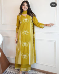Perfect Mustard Yellow Cotton Dupatta Set