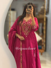 Beautiful Pink Cotton Dupatta Set