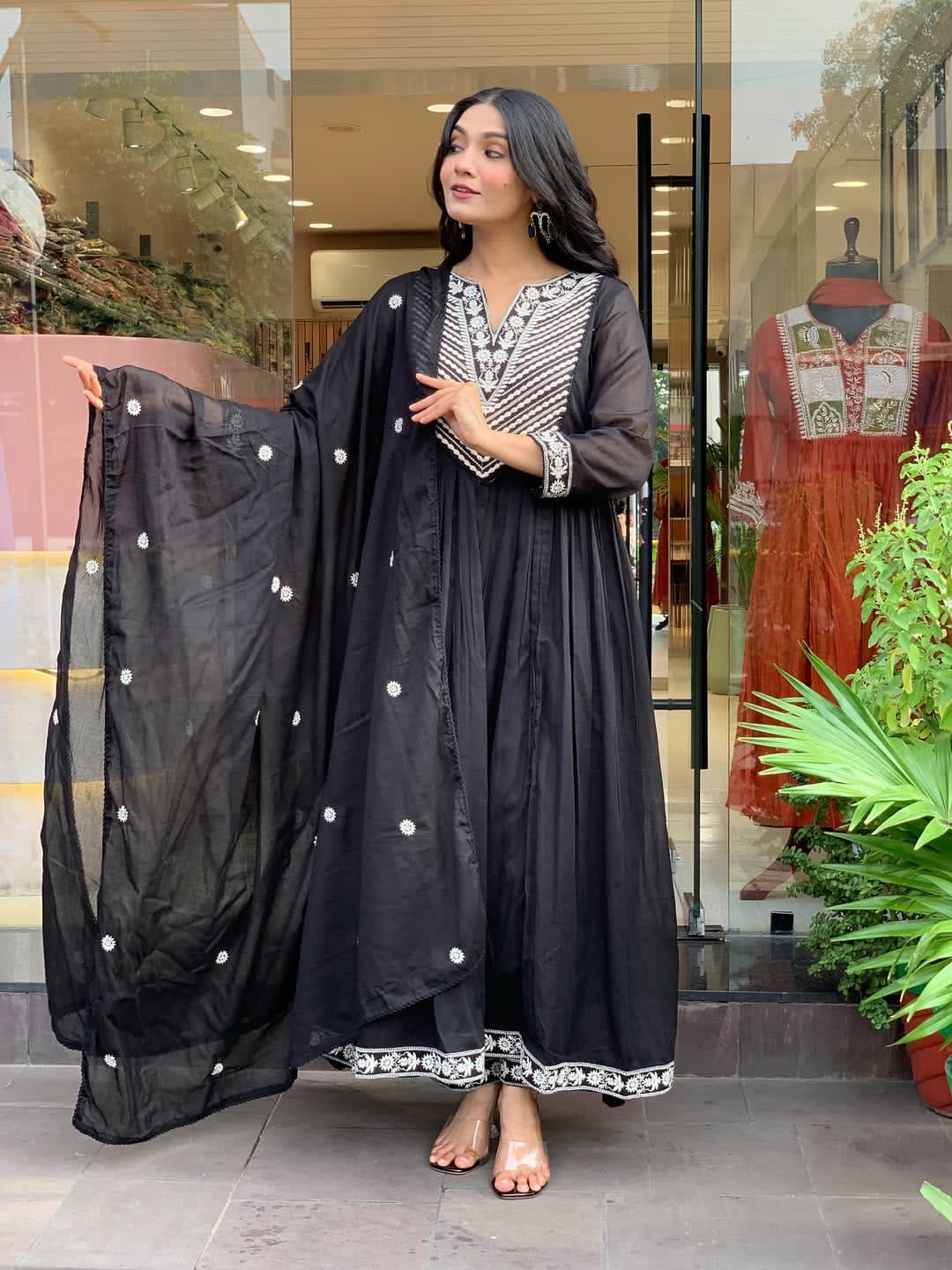Perfect Black Cotton Dupatta Set