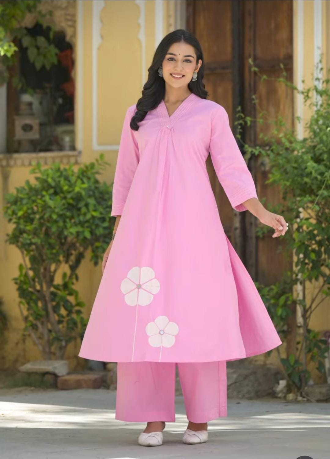 Pink Patchwork Floral Pure Cotton Mal Cord Set